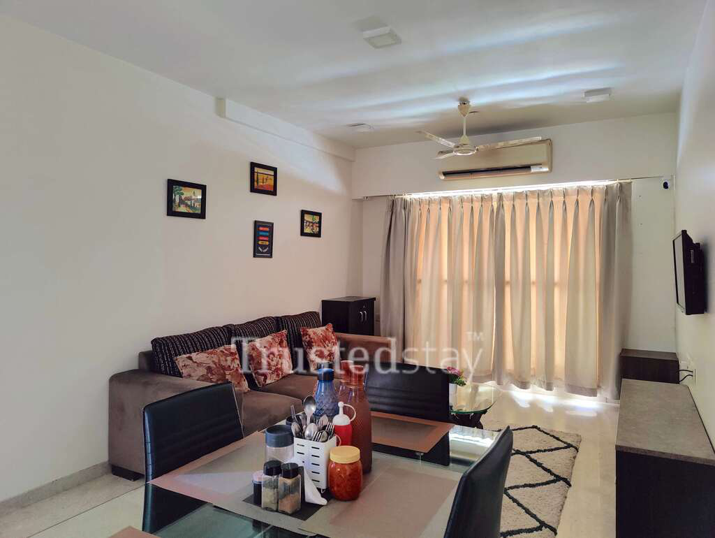 Bedroom of TrustedStay Sunshine Service Apartment in Santacruz East, Mumbai